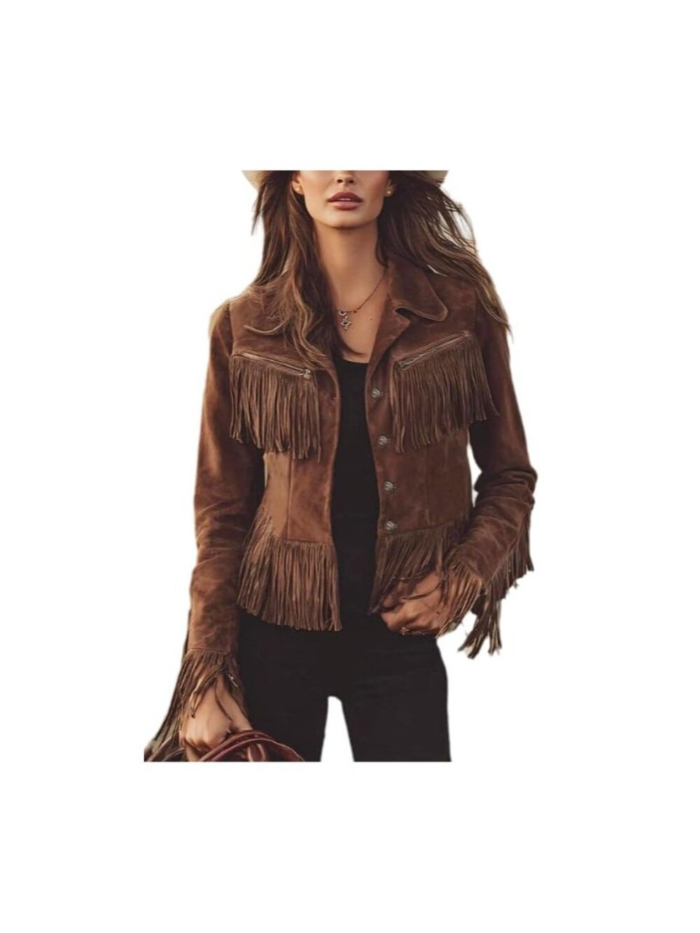Jackets for Women Trendy Faux Suede Jacket with Fringe Western Cowgirl Outfits